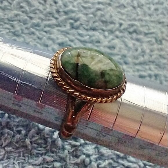 Silver Moss Agate Gemstone Ring Size 5.5 Bezel Set Vintage Hand Crafted - Picture 6 of 16